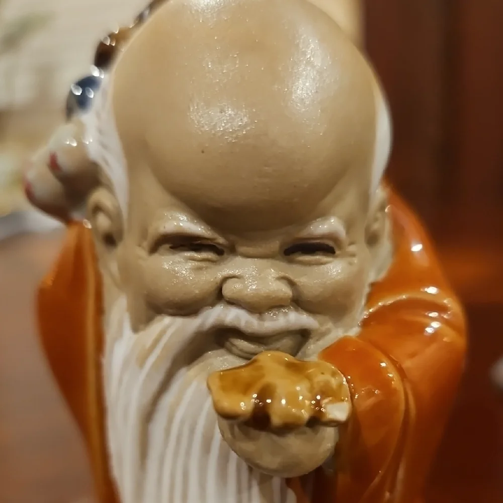 Vintage Chinese Shiwan Mudman Figurines - Set of 2 Wan Jiang Pottery